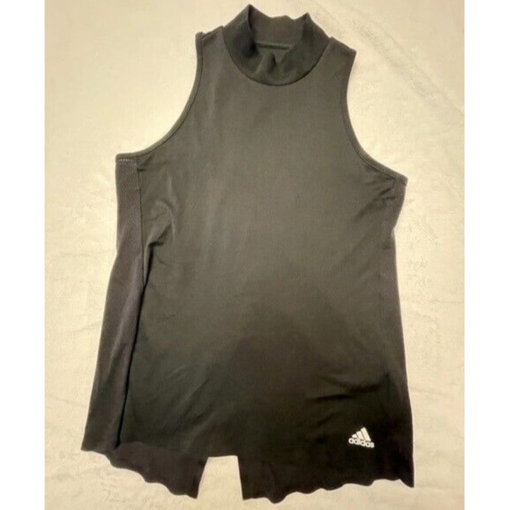 Adidas Climalite Mock Neck Split Back Black Athletic Tank Top Womens Small